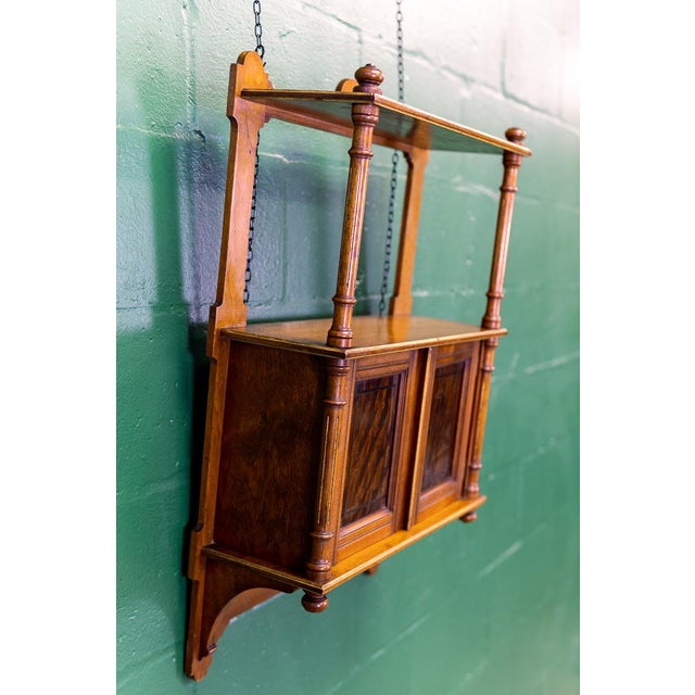 Late 19th Century English Victorian Hanging Mahogany Cabinet With Gilt Details For Sale - Image 4 of 16