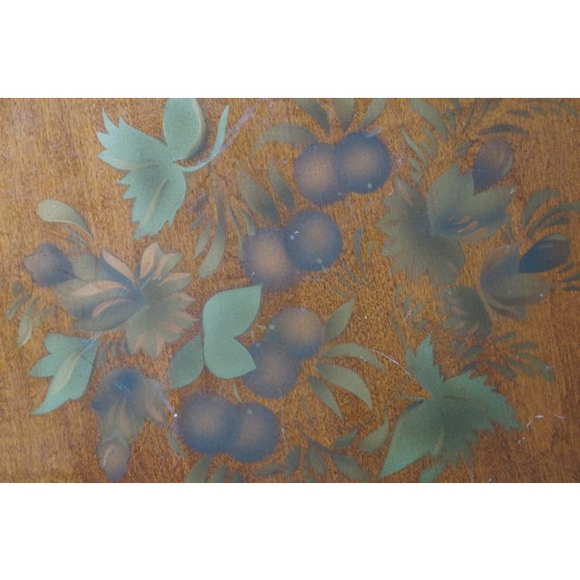Vintage L Hitchcock Maple Cricket Piano Foot Stool Stenciled Fruit Tripod Base For Sale - Image 18 of 18
