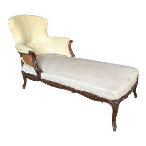 French 19th C. Chaise Longue With Carved Fruitwood Frame
