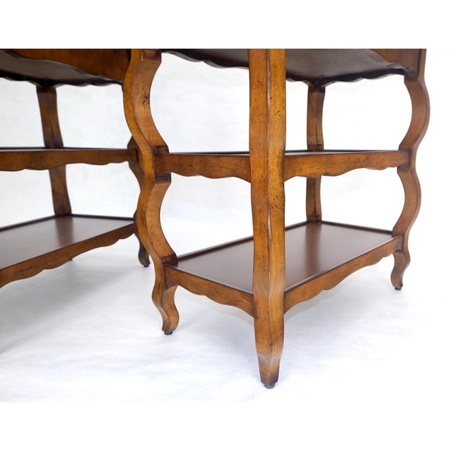 Pair of Baker 3 Tier One Drawer Rectangle Side End Tables Stands MINT For Sale - Image 12 of 13