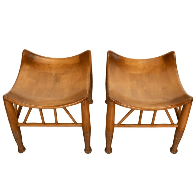 Pair Antique Thebes Egyptian Revival Arts & Crafts Stools Liberty & Co 1900 For Sale - Image 16 of 18