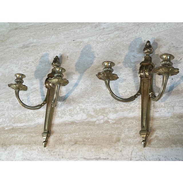 Pair of Louis XVI style bronze sconces For Sale - Image 11 of 12