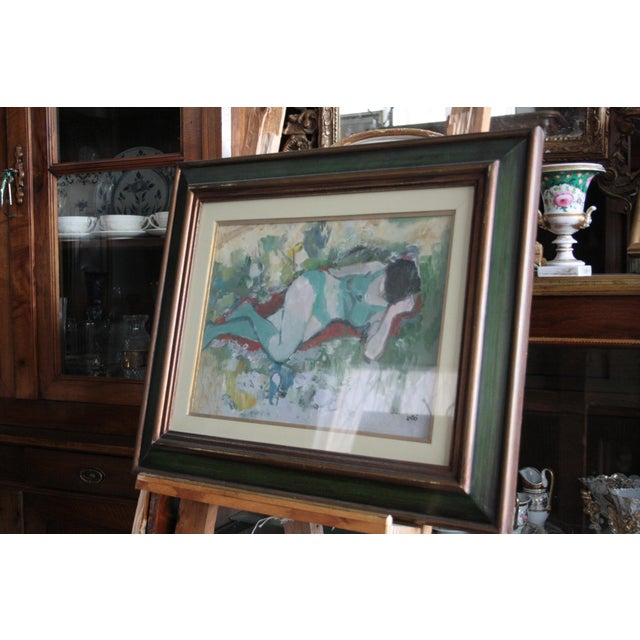 Savino Labò, Donna Distesa, 1960s, Oil on Canvas For Sale - Image 7 of 8