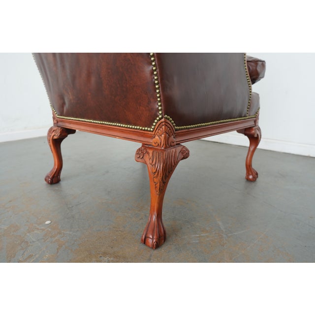 Old Hickory Tannery Leather Wingback Chair For Sale - Image 13 of 15