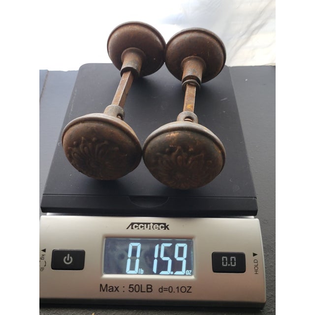 Bronze Antique Victorian Style Ornate Metal Doorknob Rosettes For Sale - Image 8 of 8