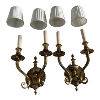 Vintage Greene's Nyc Lighting Mid-Century Solid Spanish Brass Ornate Wall Sconces - Pair For Sale