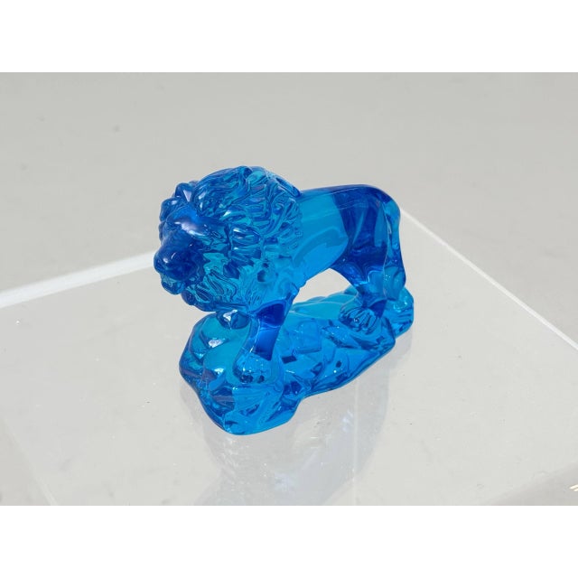 Early 21st Century Blue Lead Crystal Lion by Princess House, 2015 For Sale - Image 5 of 9