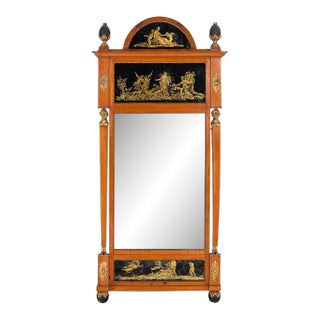 Early 19th Century Neoclassical Birch & Verre Églomisé Parcel-Gilt Mirror For Sale