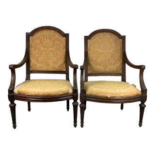 Antique Walnut Armchairs, Set of 2 For Sale