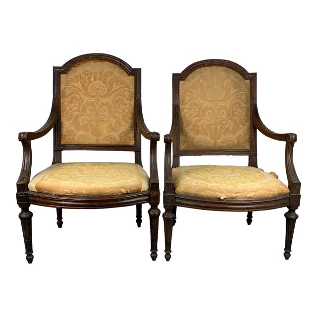 Antique Walnut Armchairs, Set of 2 For Sale