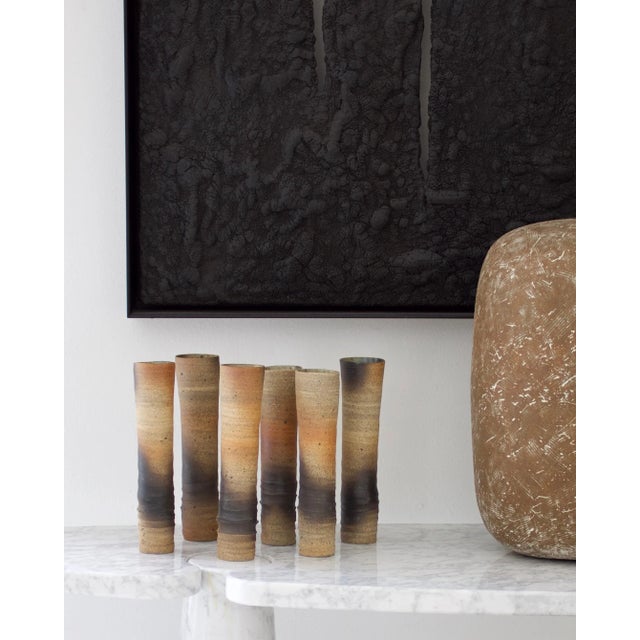 Vallauris Atelier Pelagres Stoneware Wood Fire Ceramic Vases France, Circa 1950 - Set of 6 For Sale - Image 4 of 13