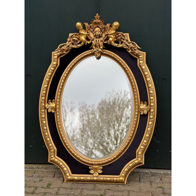 1980 French Artisan Louis XVI Gold Wood Wall Mirror For Sale - Image 18 of 18