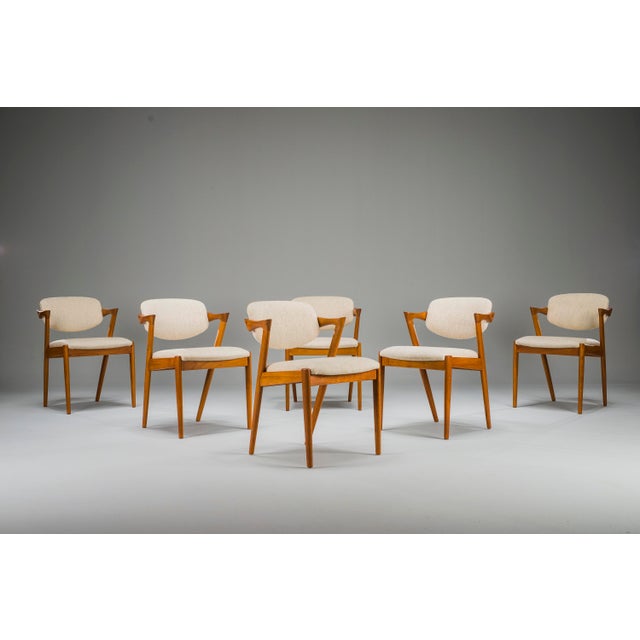 Dining Chairs Model 42 in Teak and Wool attributed to Kai Kristiansen for Schou Andersen, 1960s, Set of 6 For Sale - Image 15 of 18
