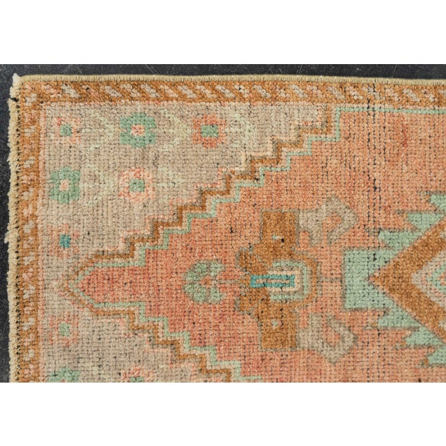 Early 21st Century Turkish Mini Rug Oriental Hand Knotted Vintage Rug 1'3" x 3'7" #21295 For Sale - Image 5 of 8