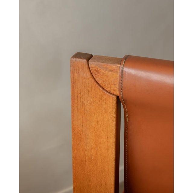 Brutalist Elm and Leather Dining Chairs attributed to Giovanni Luigi Gorgoni for Roche Bobois, 1970s, Set of 7 For Sale - Image 14 of 18