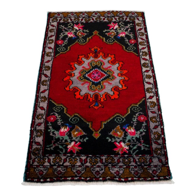 1970s Small Rug, Entry Decor, Bath Mat, Kitchen Accent, Turkish Rug, Door Mat, Lundry Room Decor 1'11" X 3'3" For Sale