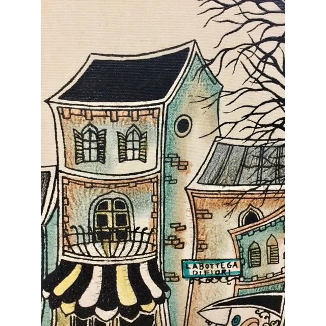 Champagne 1950s Vintage Italian Seaside Oil Painting For Sale - Image 8 of 13