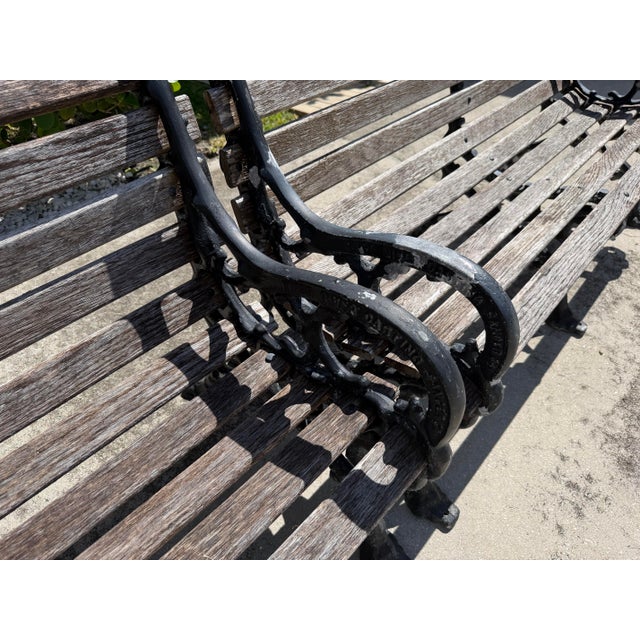 Vintage Cast Aluminum & Oak Garden Benches, Pair For Sale In Naples, FL - Image 6 of 12