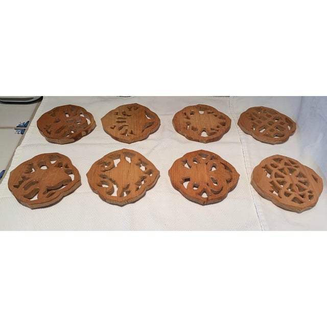 Brown Mid 20th Century Wood Trivets- Set of 8 For Sale - Image 8 of 10