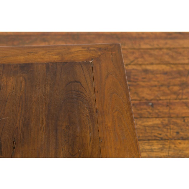 Qing Dynasty Elm Stool or Drinks Table with Horse Hoof Feet and Humpback Apron For Sale - Image 10 of 12