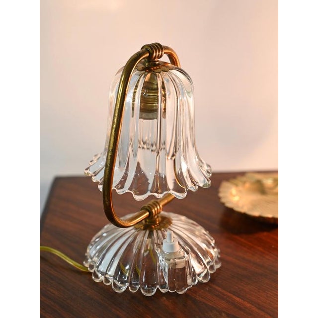Gold Murano Glass Bell and Brass Table Lamps from Barovier, Italy, 1940s, Set of 2 For Sale - Image 8 of 16
