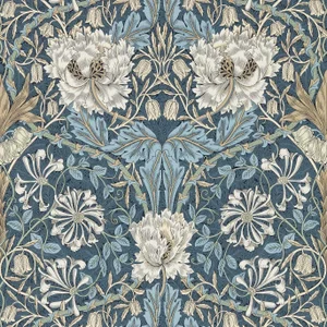 Morris & Co Honeysuckle & Tulip Wallpaper in Woad/Thyme - a Sample