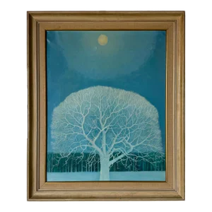 70's R. Sonck Tree - Winterscape Oil on Canvas Painting, Framed