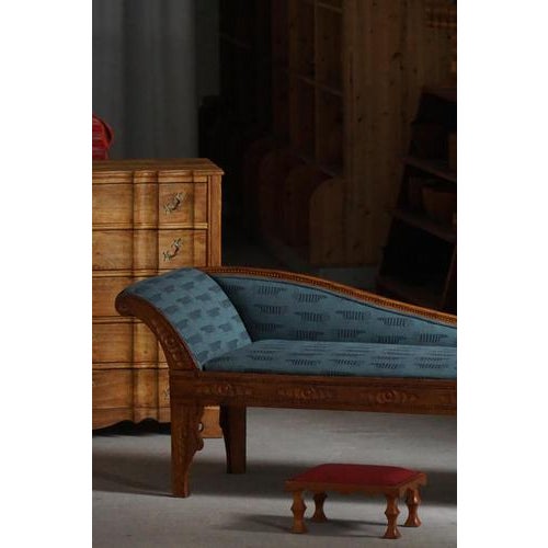 Art Nouveau Danish Chaise Lounge in Oak & Lisa Larson Mikey Upholstery, 1920s For Sale - Image 10 of 18