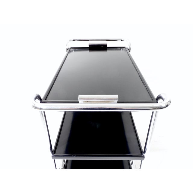 Black Swiss Vintage Bauhaus Tea Cart by Bigla, 1940 For Sale - Image 8 of 18