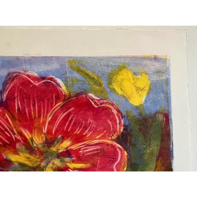 Arts & Crafts Vintage Arnold Grossman Original Monoprint – Vibrant Arts & Crafts Botanical Flower Art For Sale - Image 3 of 7