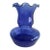 Vintage Cobalt Blue Blown Glass Vase 10” High Ruffled Edge Made in Colombia For Sale