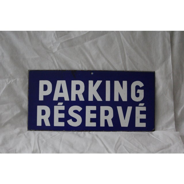 Blue and White Enamel Metal Traffic Sign, 1950s For Sale - Image 6 of 17
