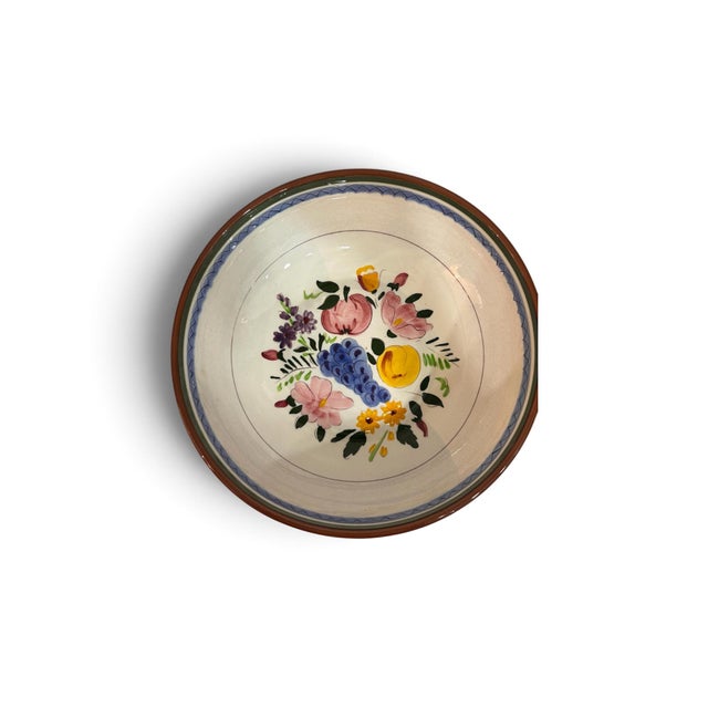 Mid-Century Modern Mid 20th Century Mid-Century Modern Stangl Pottery Fruit & Flowers Hand-Painted Serving Bowl For Sale - Image 3 of 4