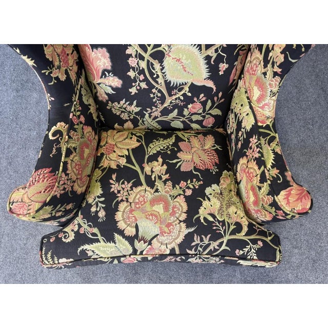 Vintage Queen Anne Upholstered Wingback Chair For Sale - Image 9 of 15