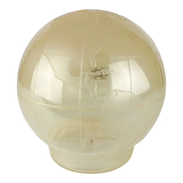 Vintage Lucite Acrylic Planet Earth Globe Hinged Bank Mid Century Modern Atomic For Sale