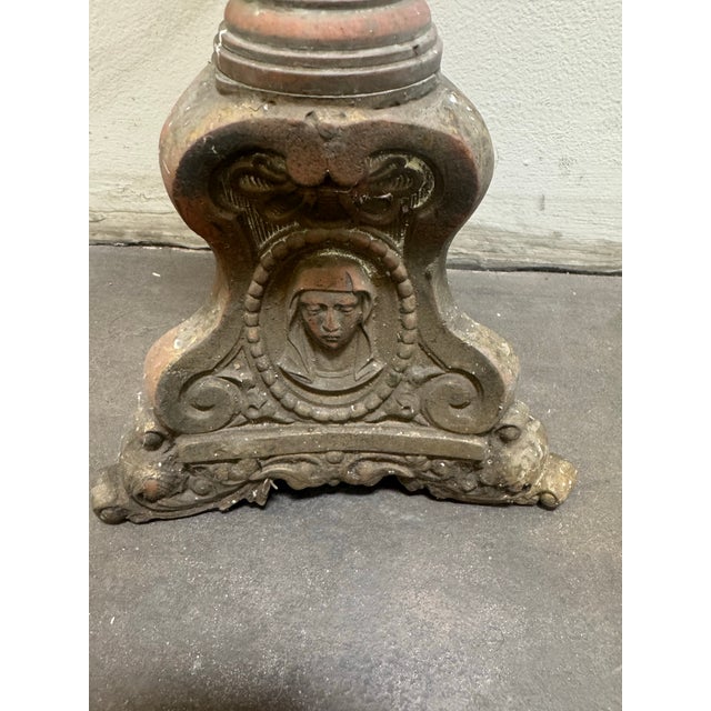 Late 19th Century Antique 19 Century Tall Gothic-Style / Religious French Altar Candlestick For Sale - Image 5 of 12