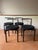 Postmodern chairs made in the 1980s, a seat upholstered in wool and a chromed curved backrest.
