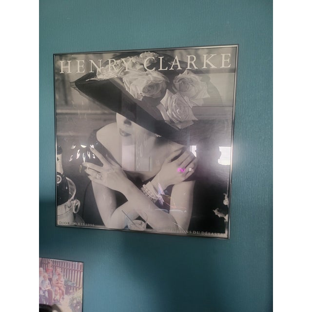 This piece is an vintage offset lithograph art poster featuring the work of renowned fashion photographer Henry Clarke....