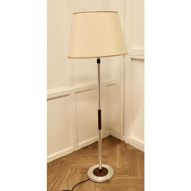 Mid-Century Modern Chrome and Wood Telescopic Floor Lamp, 1960s For Sale - Image 11 of 12