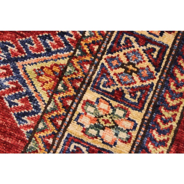 Textile 1990s Rustic Kazak Red/Beige Hand-Knotted Wool Rug - 2'0 X 2'10 For Sale - Image 7 of 10