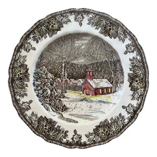 Vintage Decorative Snowy Village Johnson Bros England Plate For Sale