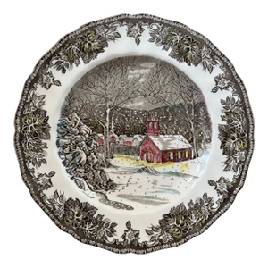 Vintage Decorative Snowy Village Johnson Bros England Plate