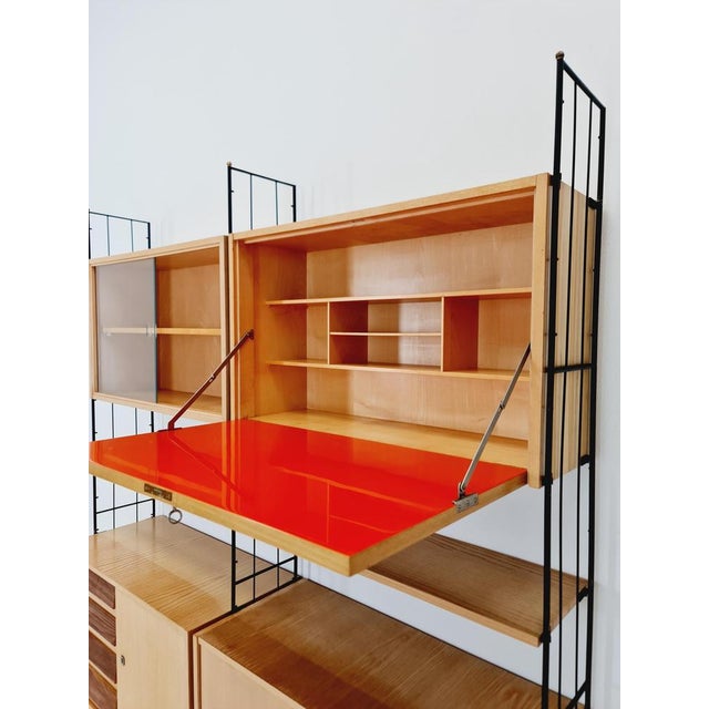 Freestanding String Shelf-System Unit Bookcase in Ash, Walnut & Metal from Koch Möbel, Germany, 1950s For Sale - Image 17 of 18