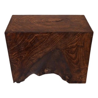 Andrianna Shamaris Minimalist Single Charred Teak Wood Side Table For Sale