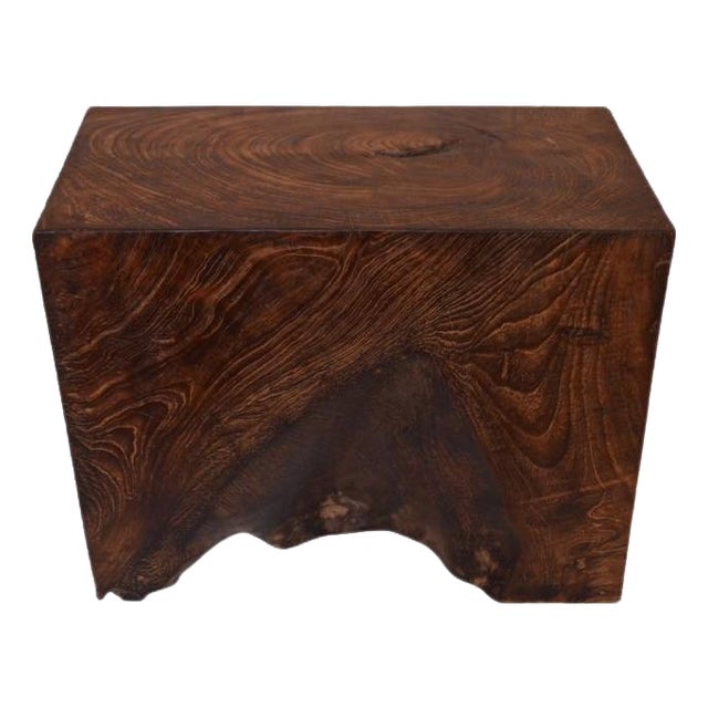 Andrianna Shamaris Minimalist Single Charred Teak Wood Side Table For Sale