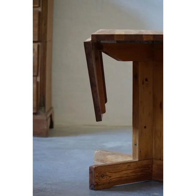 Mid-Century Swedish Asymmetrical Folding Flip Table in Pine, 1950s For Sale - Image 15 of 16