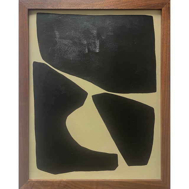 Wood "Elementi" Contemporary Abstract Set of Four Minimalist Paintings on Cotton Paper by Artist r.k. Red For Sale - Image 7 of 8