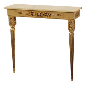 Louis XVI Style Gilt Wall Console with Onyx Marble Top, Italy, 1950s