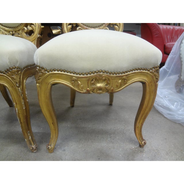 Wood Pair of Italian Baroque Style Giltwood Chairs For Sale - Image 7 of 11