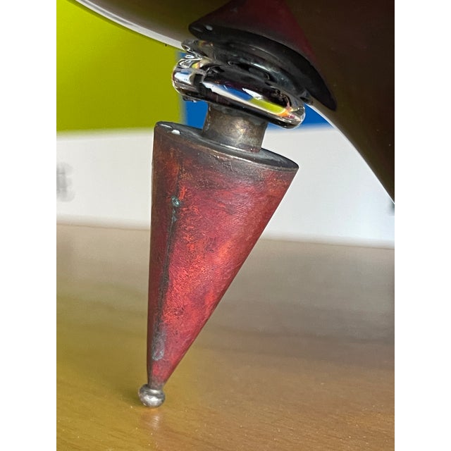 1980s Memphis Design Ettore Sottsass Style Metal Footed Amethyst Glass Bowl Fontana Arte Style For Sale - Image 11 of 12